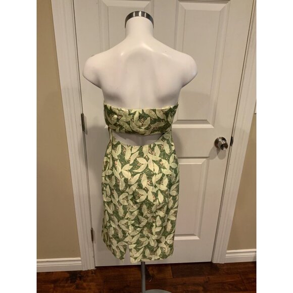 Tracy Reese Green Leaf Patterned Strapless Dress, Size 10 - Picture 4 of 5